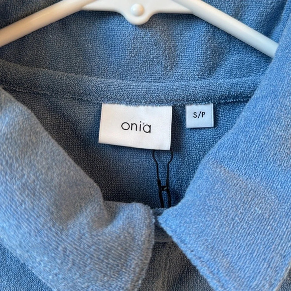 Onia Men’s Alec Polo Casual Collar Shirt Solid Denim Color Small - Picture 2 of 6